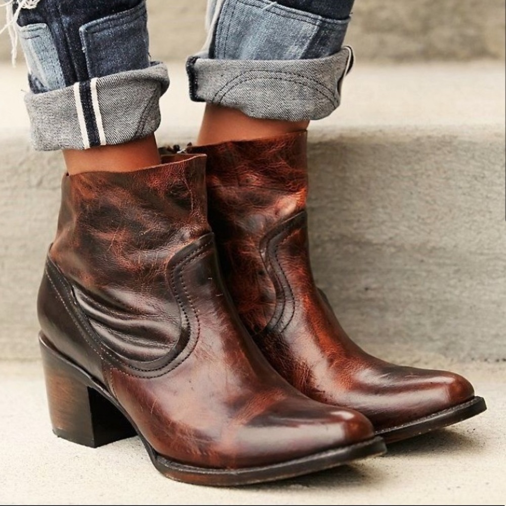 Freebird by Steven Brown Distressed Leather Ankle Boots